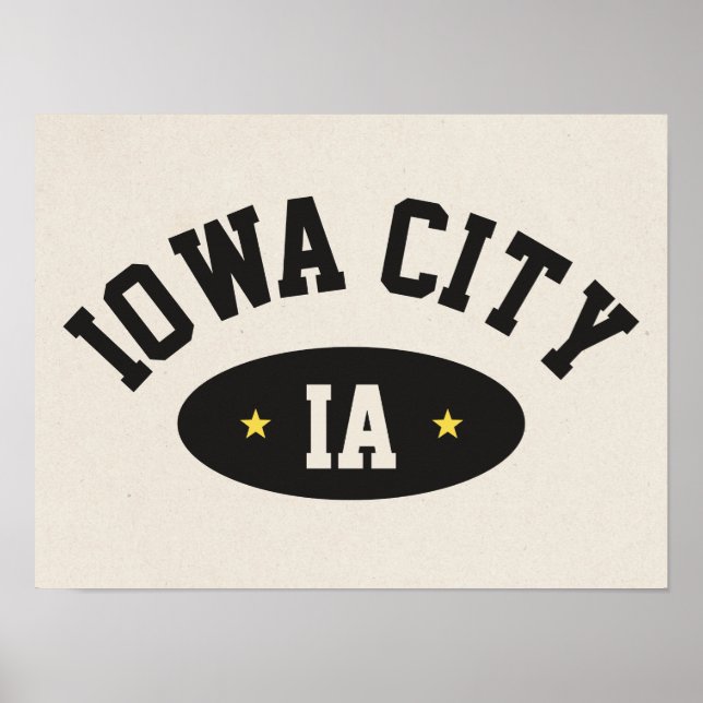Iowa City Vintage Sporty College Poster (Devant)