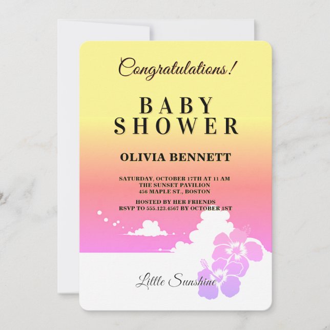 Ipanema Sunset Sunshine Baby Shower Invitation (Devant)