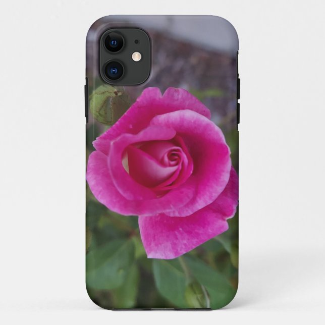 iPhone 11 coque avec fleur rose (Dos)