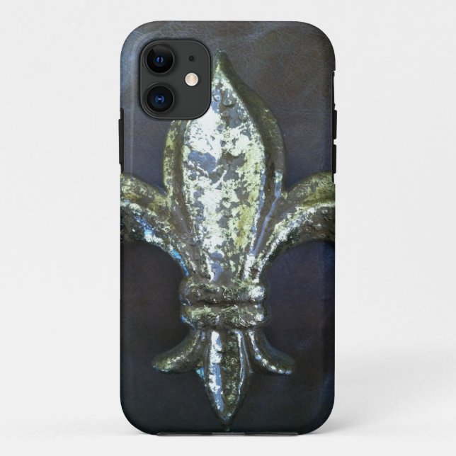 iPhone 11 coque en cuir Fleur de lis (Dos)