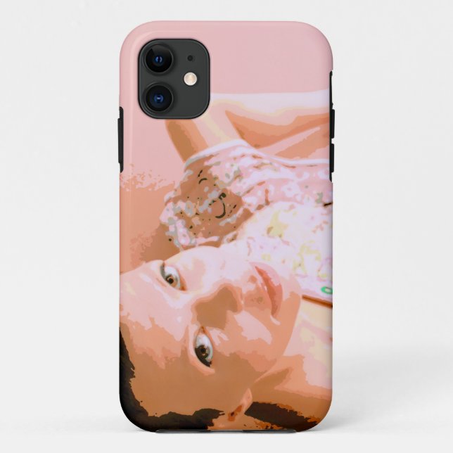 iPhone 11 Fille en coque rose (Dos)
