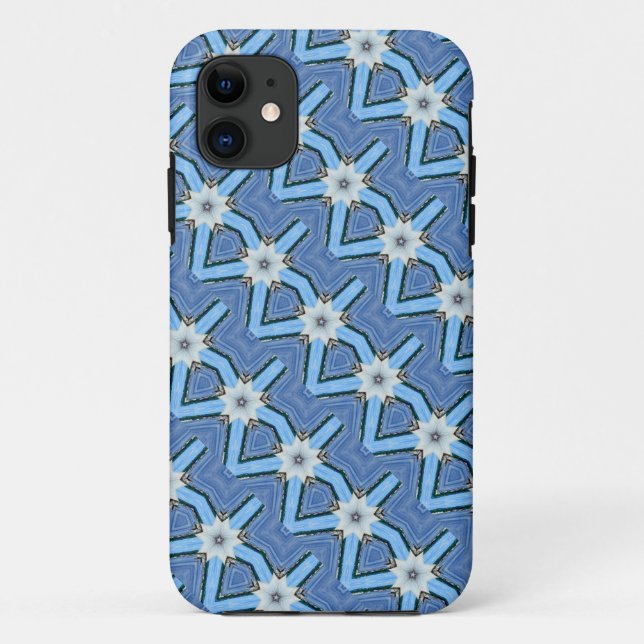 iPhone 11 motif de fleurs blanches en diagonale coque (Dos)