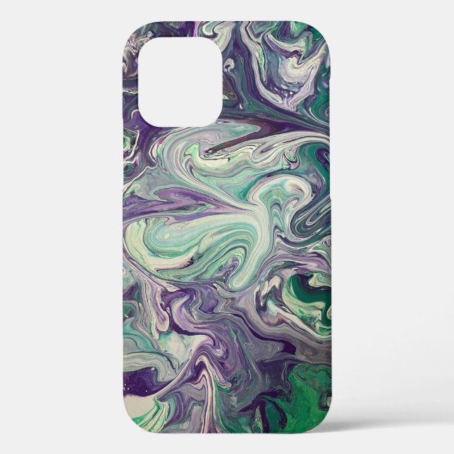 iPhone 12 Pro Artwork Coque - violet et vert (Verso)