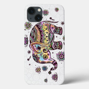 iPhone 13 Case Illustration d'éléphant de bébé floral joli et col