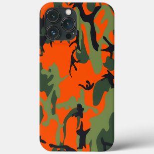 iPhone 13 Pro Max Coque Sécurité Orange et Camo vert