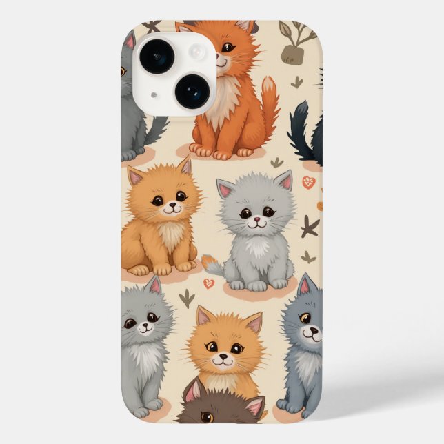 iPhone 14 Coque Cute chaton motif Téléphone Case (Verso)