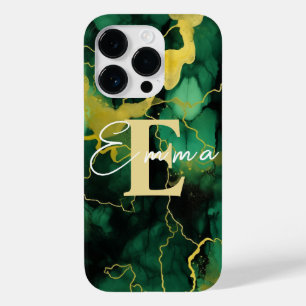 iPhone 14 Pro coque Green & Gold Alcohol Encre