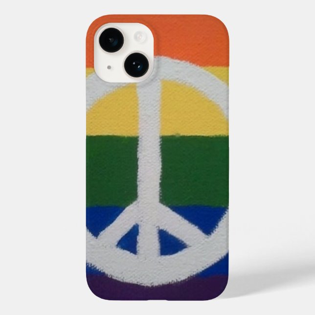 iPhone 14 Rainbow Peace Sign Coque pour Apple ou Samsung (Verso)