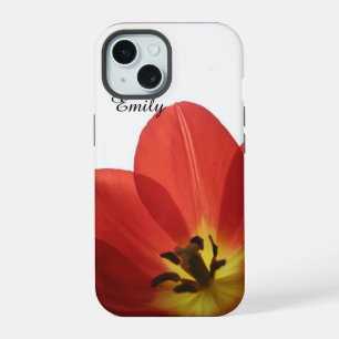 iPhone 15 Belle Tulipe Rouge Coque de Téléphone Personnali