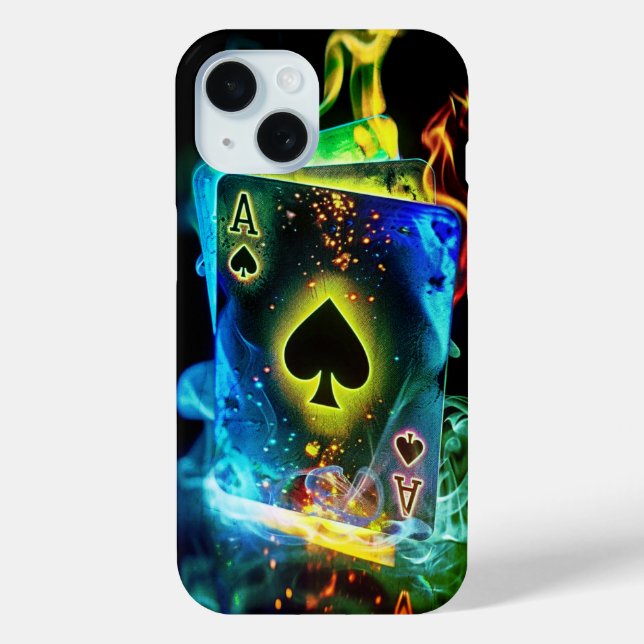 iPhone 15 Carte de jeu Ace of Spades Coque (Verso)