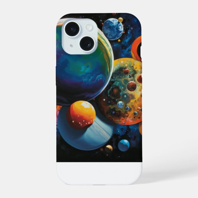 iPhone 15 Coque art abstrait planètes (Verso)
