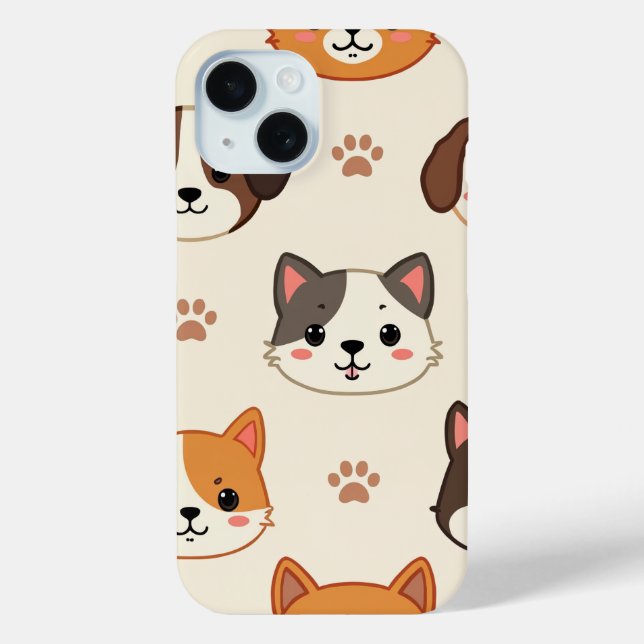 iPhone 15 coque / chats et chien (Verso)