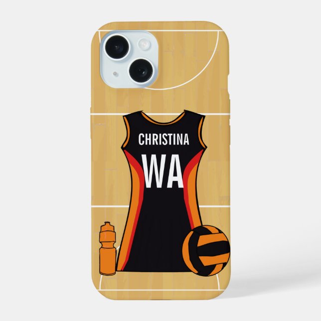 iPhone 15 Coque de smartphone netball personnalisé (Verso)