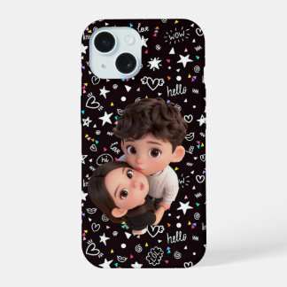 iPhone 15 Coque de téléphone couple 3D mignonne