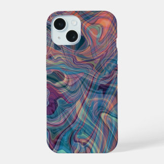 iPhone 15 Coque de téléphone en liquide et marbre céleste mo