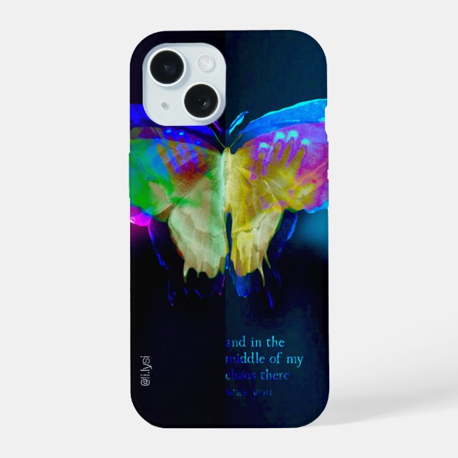 iPhone 15 Coque néon papillon (Verso)