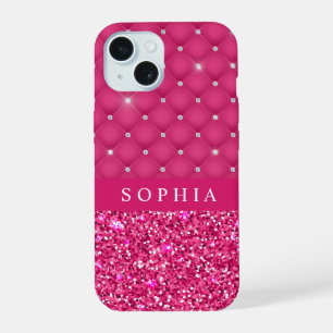 iPhone 15 Coque personnalisé Fille Parties scintillant rose
