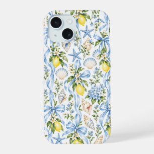 iPhone 15 Coquette Côtière Bleue Coque Téléphone Citron Coqu
