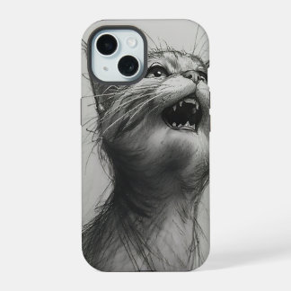 iPhone 15 Drôle Mème de chat Yelling noir et blanc coque iph