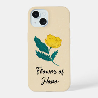 iPhone 15 Fleur Jaune et Feuilles verts coque de motivation