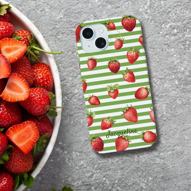 iPhone 15 Fraises de matcha de fraise Personnaliser le Coque (Créateur téléchargé)