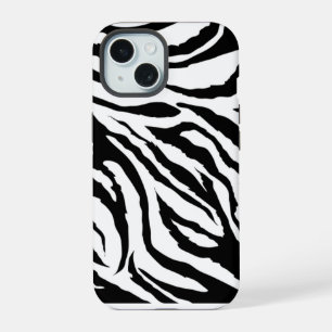 iPhone 15 Imprimé Zèbre Noir et Blanc Funky Coque de télép