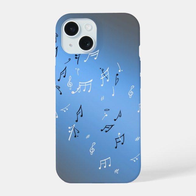 iPhone 15 Moonlit Melody : Elegant Musical Notes coque iphon (Verso)