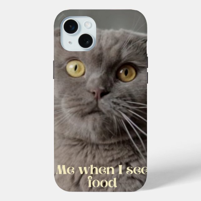 IPhone 15 plus coque avec chat drôle (Verso)