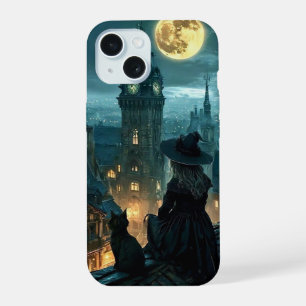 iPhone 15 Sorcière gothique éclairée par la lune et coque iP