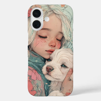 iPhone 16 Adorable Coque d'illustration pour enfant et chiot