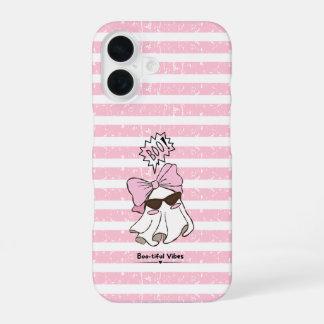 iPhone 16 Coque de téléphone fantôme mignon rose effrayant