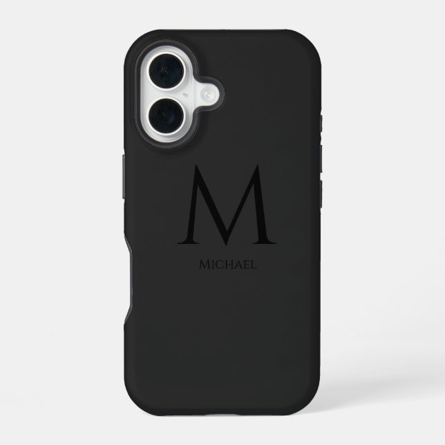 iPhone 16 Coque-Mate simple et moderne Monogramme coque ipho (Verso)