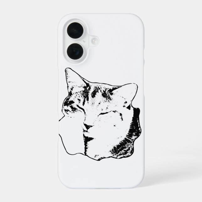 iPhone 16 Coque monochrome Tabby Chat (Verso)