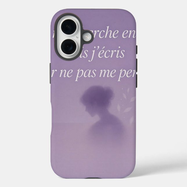 iPhone 16 Coque poétique – Je m’écris pour me retrouver 💜 (Verso)