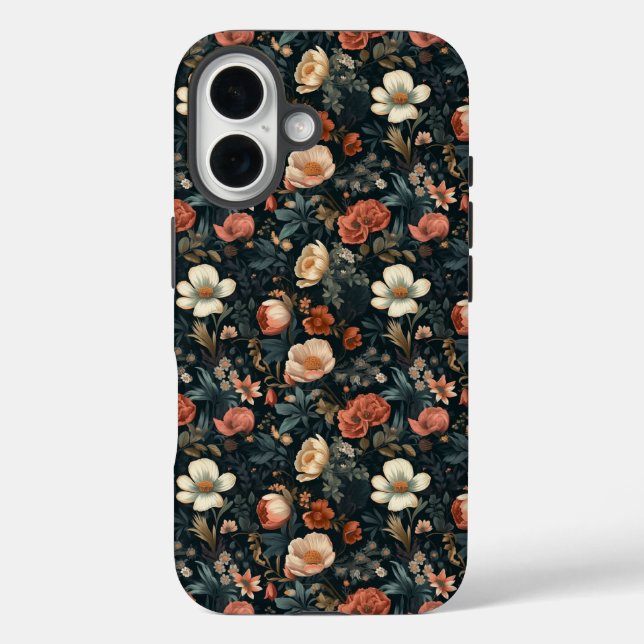 iPhone 16 Coque robuste, Coque floral transparent (Verso)