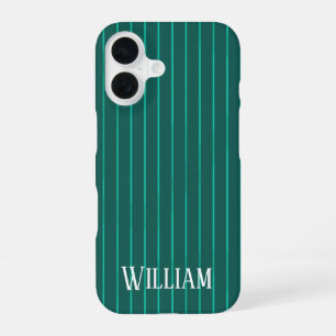 iPhone 16 Coque turquoise à rayures-Mate