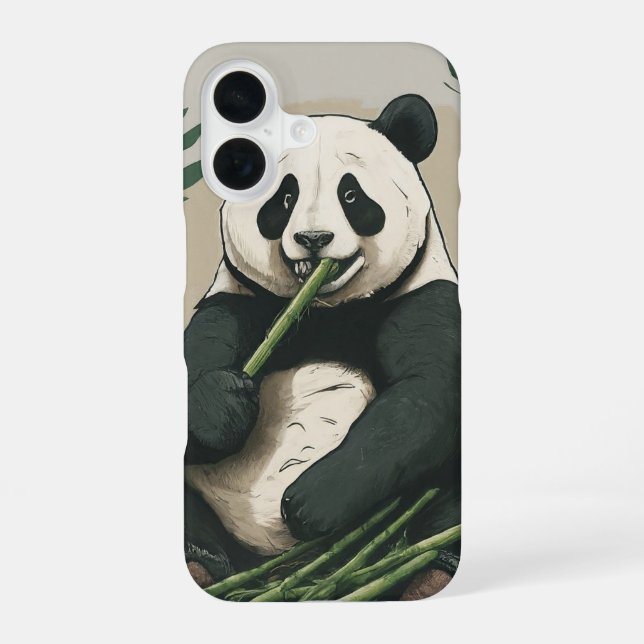 iPhone 16 Panda : L'art de manger le coque de bambou (Verso)