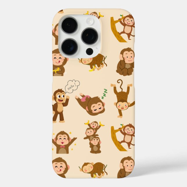 iPhone 16 Pro Coque de téléphone à motif de singe mignon – D (Verso)