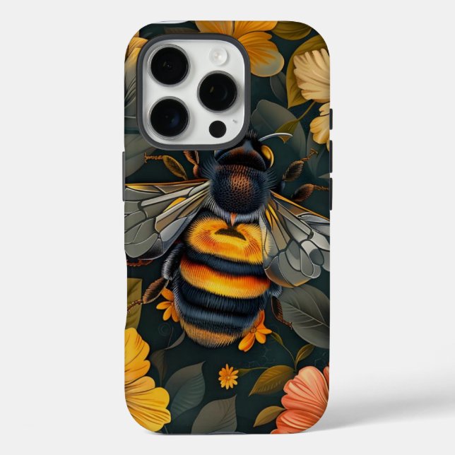 iPhone 16 Pro Elégant Bumblebee et Floral Design coque iphone" (Verso)