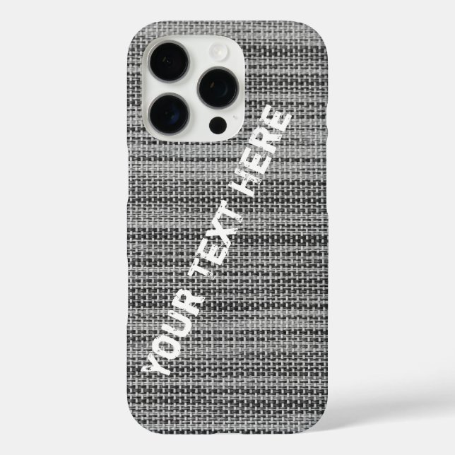 iPhone 16 Pro Faux Grey Fabric Personnalisé Nom du texte coque i (Verso)