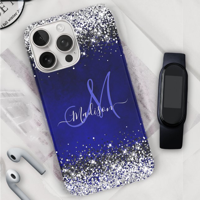 iPhone 16 Pro Joli bleu royal faux parties scintillant Coque - (Créateur téléchargé)