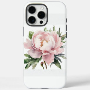iPhone 16 Pro Max Coque à l'aquarelle imprimé de pivoine rose