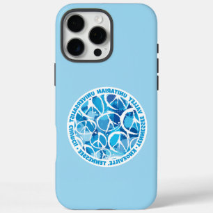 iPhone 16 Pro Max Signes de paix bleus, symboles / coque ipad
