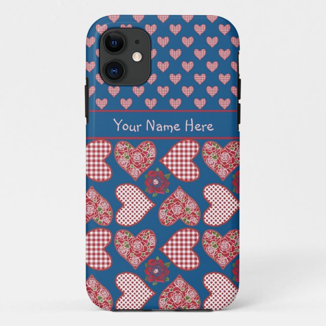 iPhone 5/5s Coque à personnaliser : Coeurs et Rose (Dos)