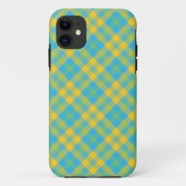 iPhone 5/5s Coque : bleu jaune vert : Plaid (Dos)