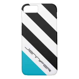 iPhone 7 Coque noir, blanc, bleu, bande moderne