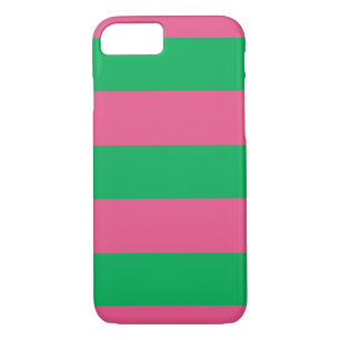 iPhone 7 Coque rayé rose et vert