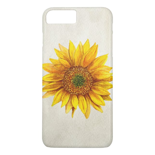 iPhone 7 Plus Coque de tournesol. Fleur rustique jaune aquarelle (Dos)
