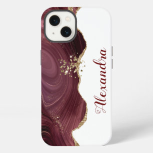 Etui iPhone 13 Bourgogne marron scintillant avec noms Coque iPhon
