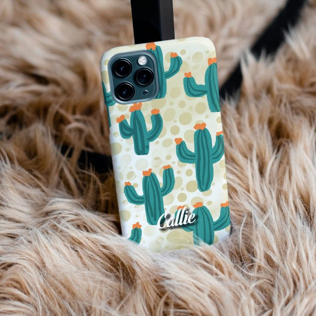 iPhone Cactus de sable du désert - Coque de téléphone art (Personalize Your Tech! Add a custom name to this artistic phone case. It's the perfect unique gift!)